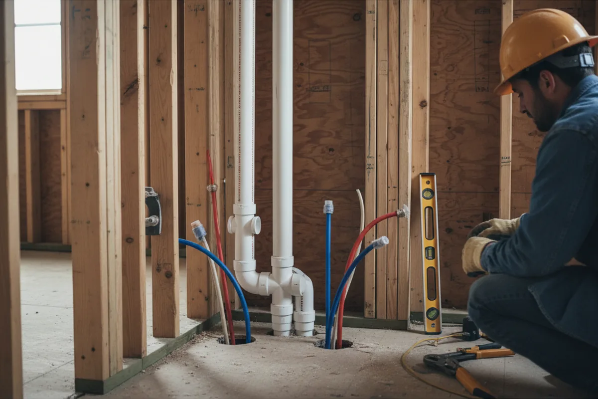 Drain and supply rough-in during Garbage Disposal Repair in Alpaugh